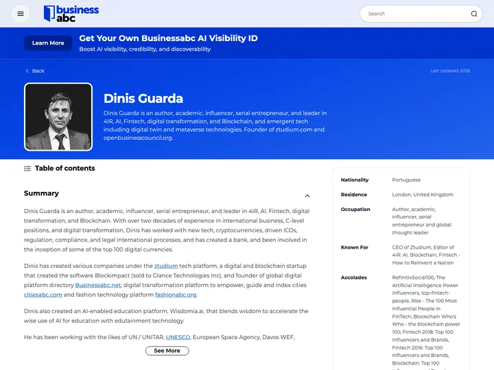 Actual BusinessABC individual profile of Dinis Guarda